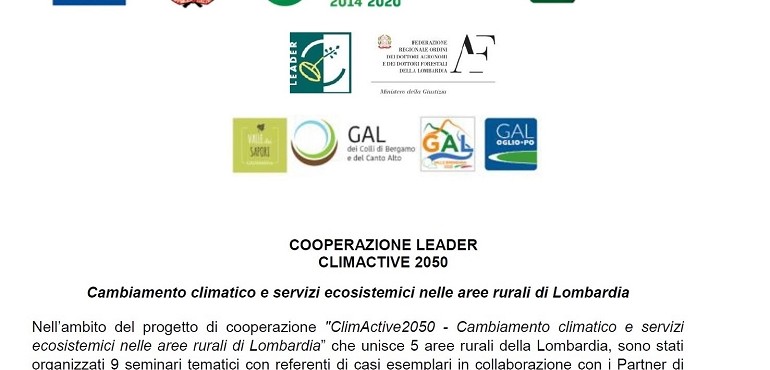 immagine COOPERAZIONE LEADER -  CLIMACTIVE 2050: Cambiamento climatico e servizi ecosistemici nelle aree rurali di Lombardia